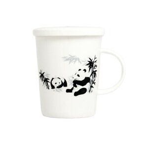 Porcelanowy kubek z zaparzaczem do herbaty Panda Brown House&Tea 300ml - opinie w konesso.pl