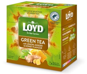 Herbata zielona Loyd Green Lemon & Ginger & Honey 20x2g - opinie w konesso.pl