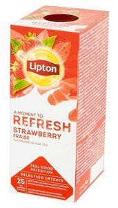 Czarna aromatyzowana herbata Lipton Classic Strawberry 25x1,6g - opinie w konesso.pl